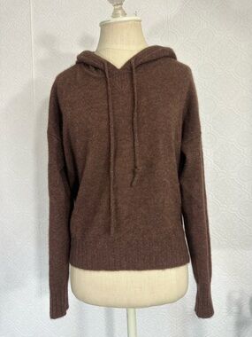 100% Cashmere Brown Hooded Knit Sweater